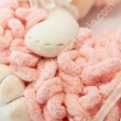 549 Ghirlanda nascita rosa con orsetta